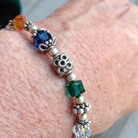 STERLING CRYSTAL CROSS BRACELET - Picture 4 of 5